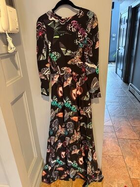 h&m ribbed maxi dress Women's H&M Black Ribbed Maxi Dress with Beige Trim Size L